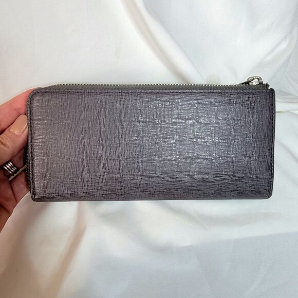Furla Babylon Continental Zip-Around Wallet | Grey Saffiano Leather ~ EUC - Picture 6 of 11
